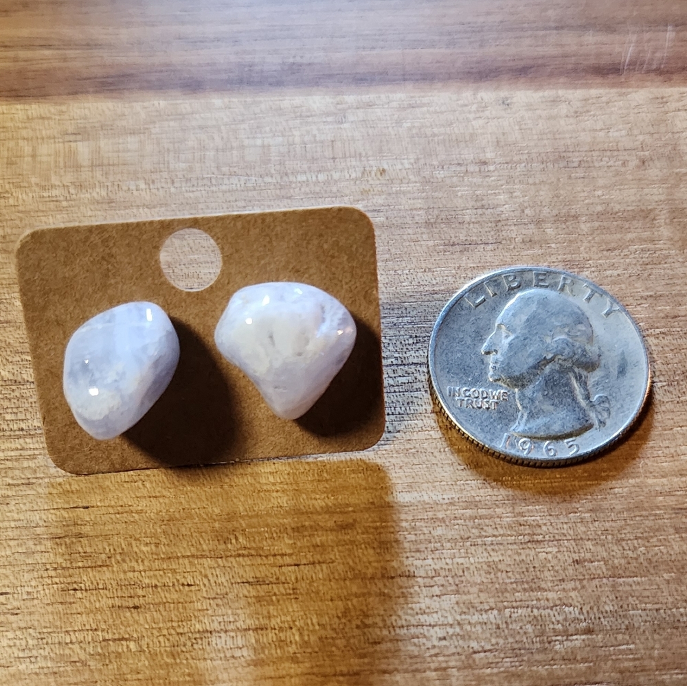 Blue Chalcedony Stud Earrings - Picture 7 of 7